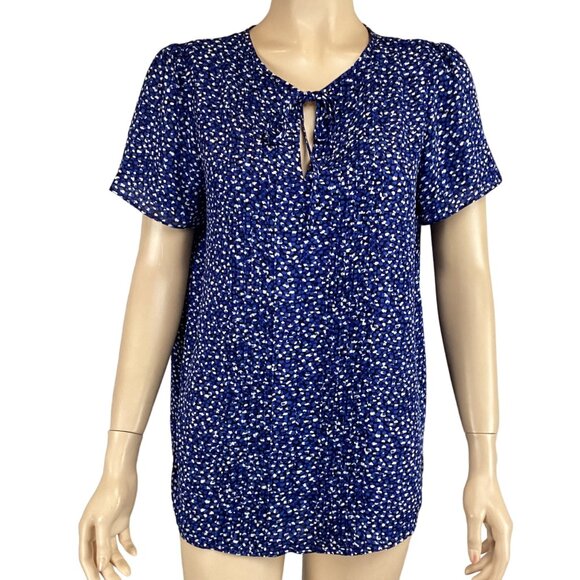 Carolina Belle Top Small Womens Blue Abstract‎ Print Short Sleeve - Picture 1 of 8